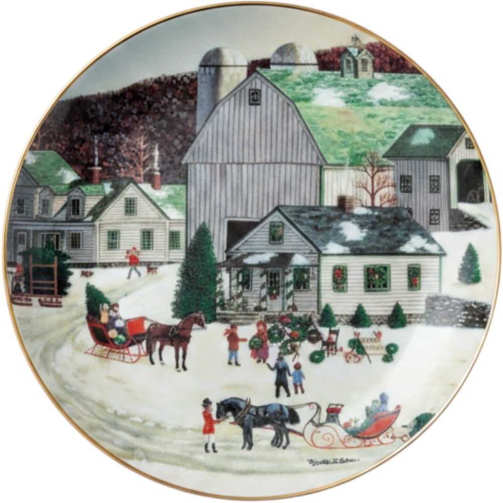 Artaffects Martha B Leone Wreath Maker Christmas Collector Plate 23k Gold 8in